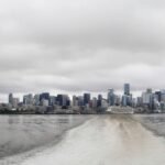 A city skyline across the water