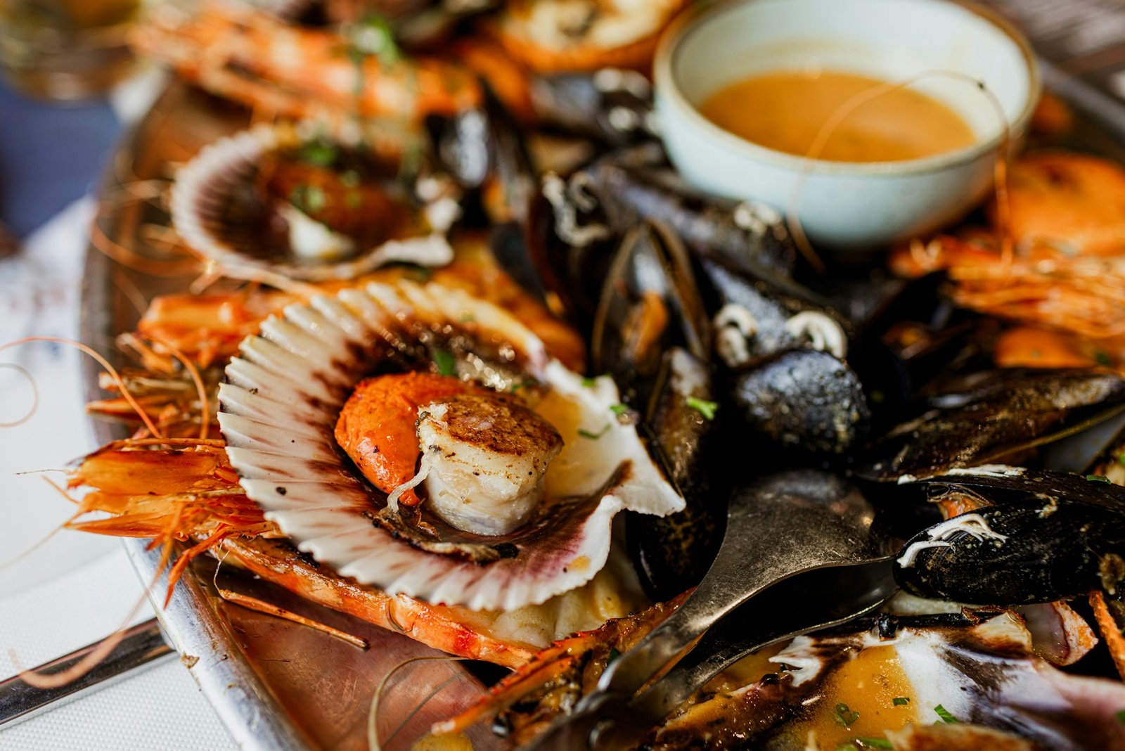 a platter of assorted sea food